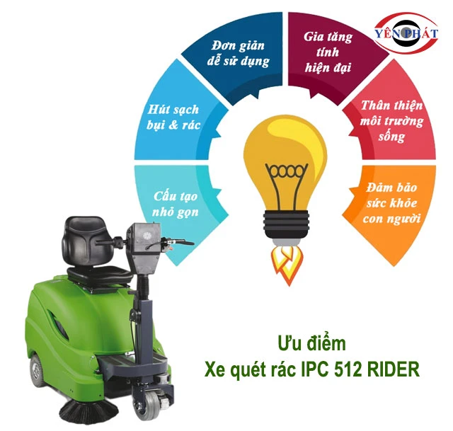 ưu điểm Xe quét rác ngồi lái IPC 512 RIDER