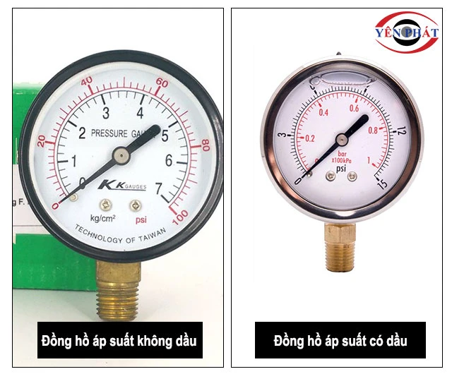 đồng hồ áp suất có dầu và không dầu