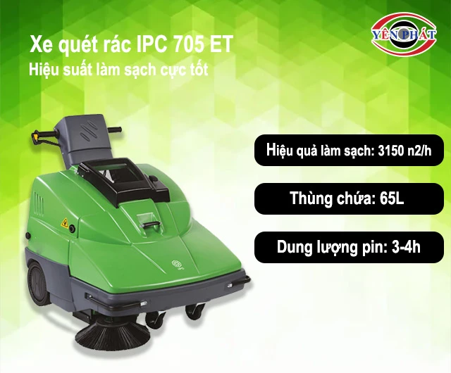 xe quét rác IPC 705 ET làm sạch nhanh