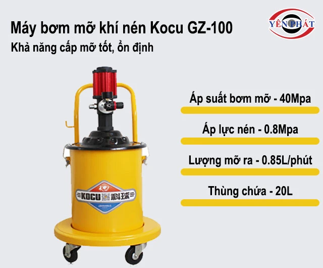 năng lực của Máy bơm mỡ Kocu GZ-100