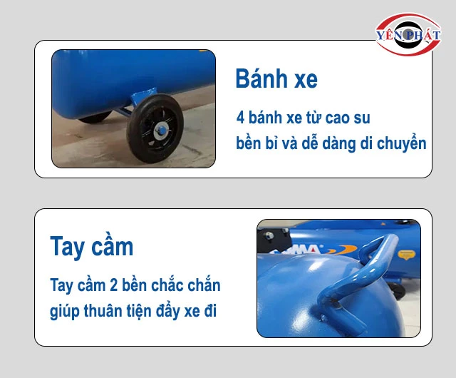 bánh xe và tay cầm