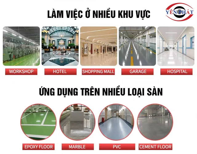 Ứng dụng máy chà sàn liên hợp Kumisai KMS 15C