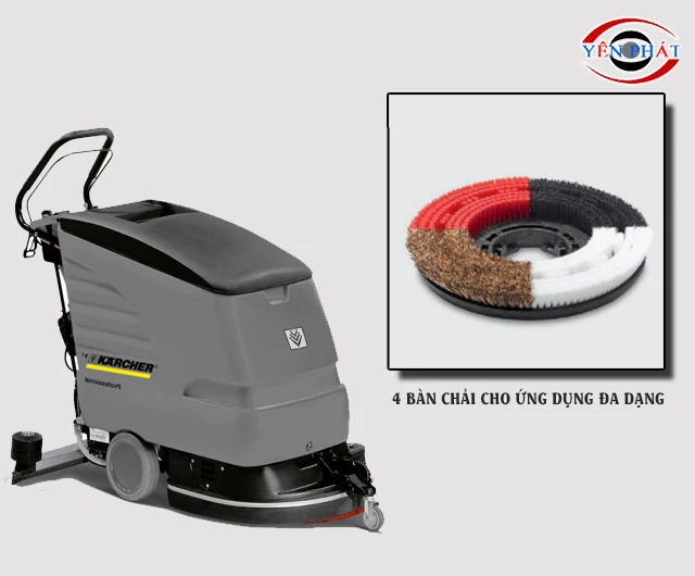 Máy trang bị 4 bàn chải, làm sạch tốt & triệt để