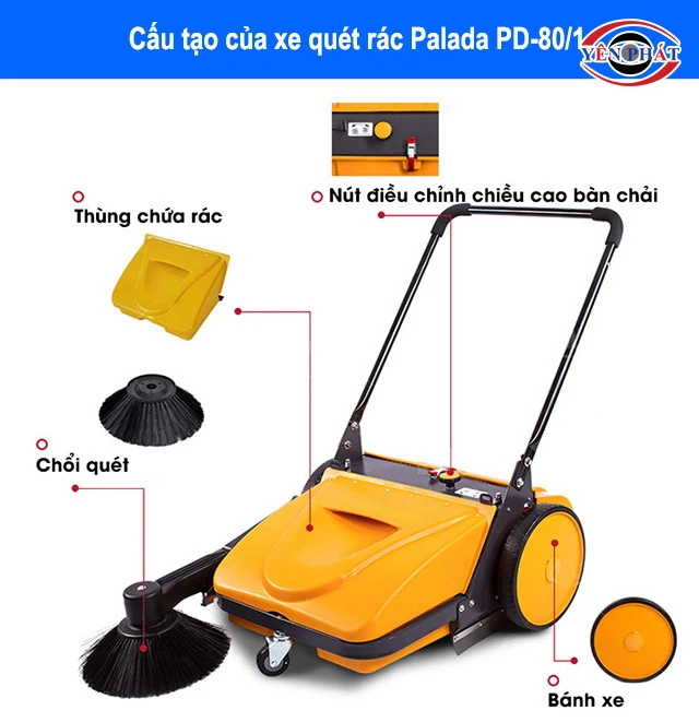 cấu tạo của Xe quét rác Palada PD-80/1