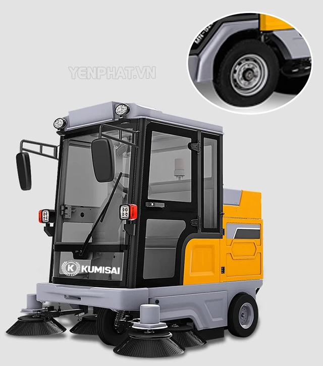 chổi Xe quét rác công nghiệp ngồi lái Kumisai KMS 1900A