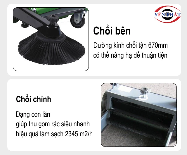 chổi quét của xe quét rác đẩy tay IPC 510 M