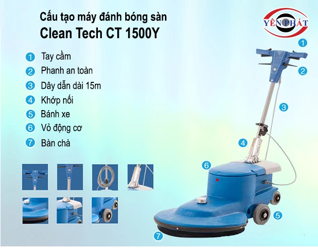 cấu tạo máy đánh bóng Clean Tech CT 1500Y