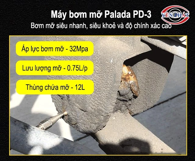Máy bơm mỡ Palada PD-3 bơm mỡ siêu nhanh