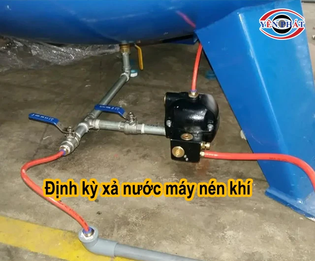 định kỳ xả nước máy nén khí