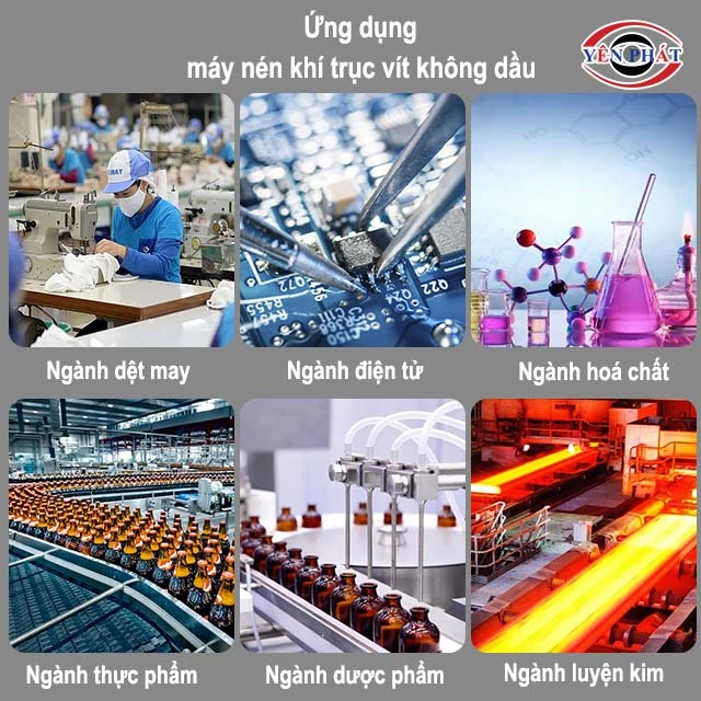 Ứng dụng máy nén hơi trục vít không dầu 