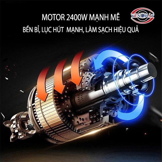 lực hút mạnh mẽ với motor 2400w