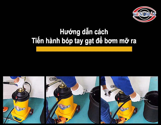 Tiến hành bóp tay gạt để đưa mỡ
