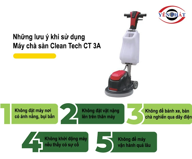 lưu ý khi dùng Máy chà sàn Clean Tech CT 3A