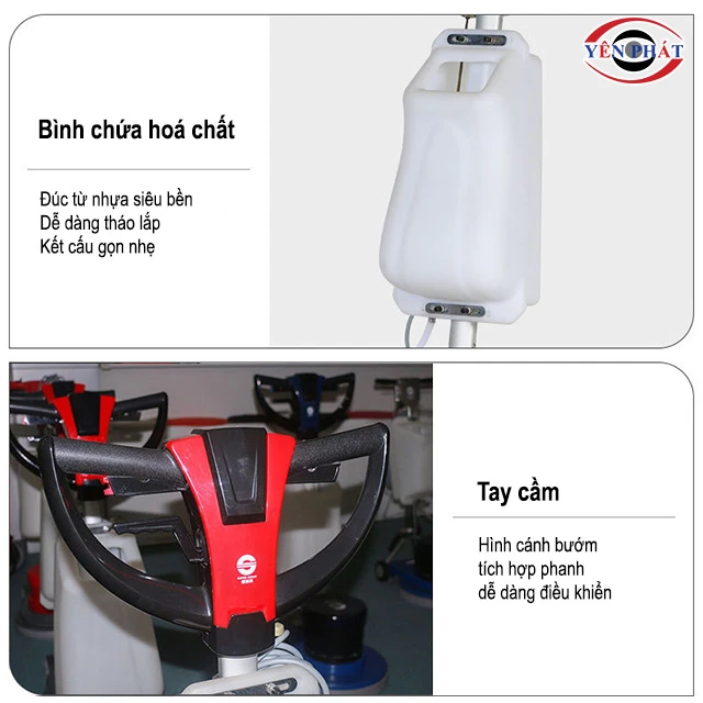 Tay cầm và binh chứa hoá chất