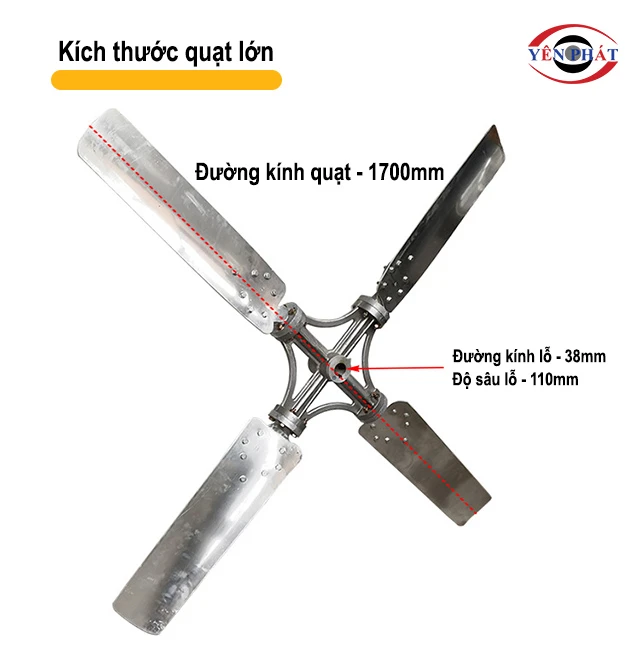 kích thước của Cánh quạt D1700mm