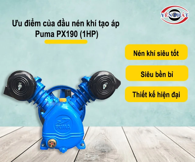 ưu điểm của Đầu nén khí Puma PX190 (1HP)