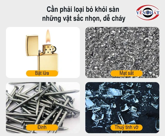 loại bỏ vật sắc nhọn trước khi hút bụi