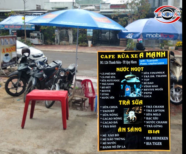 Cafe rửa xe A Mạnh tại Quy Nhơn
