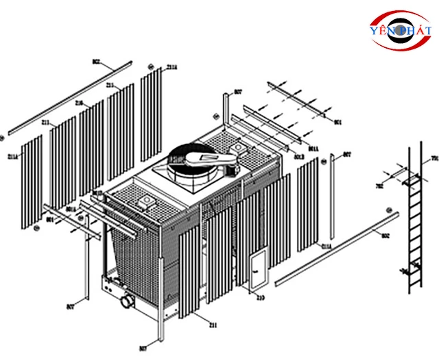 Bản vẽ cad tháp giải nhiệt chi tiết  A- Z (Nên Click Xem)