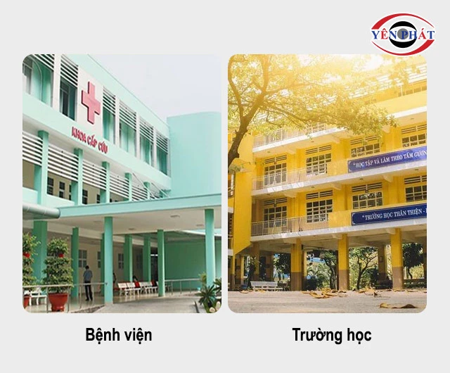 bệnh viện và trường học