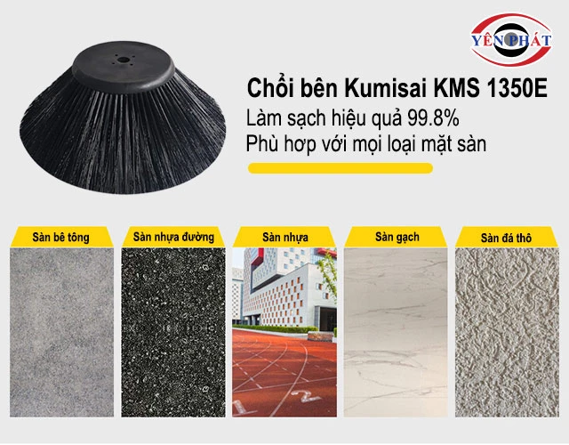 Chổi bên Kumisai KMS 1350E phù hợp nhiều mặt sàn