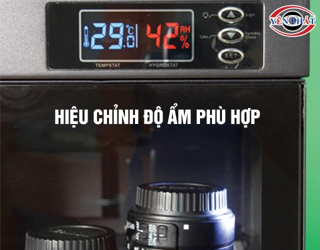 Chỉnh độ ẩm tủ chống ẩm Nikatei NC-80S