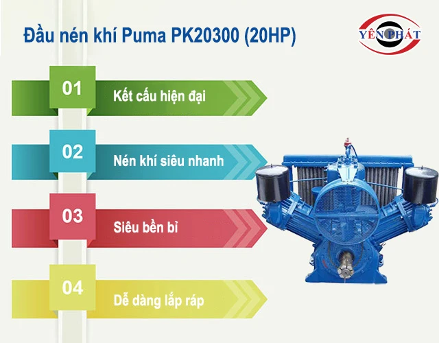 ưu điểm Đầu nén khí Puma PK20300 (20HP)