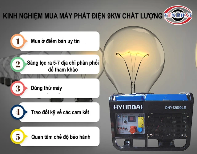 kinh nghiệm mau máy phát điện 9kw