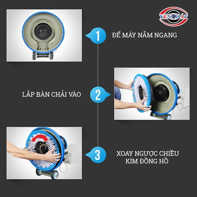 gắn bàn chà vào máy chà sàn