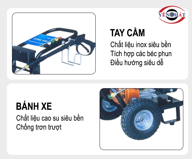 tay cầm và bánh xe