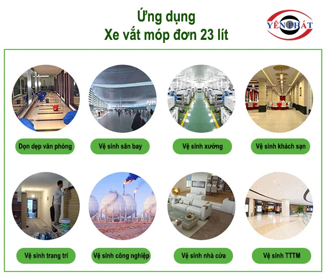 ứng dụng của xe vắt móp đơn 23 lít