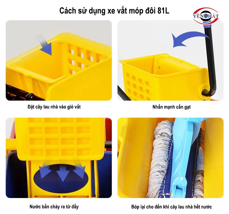 cách dùng Xe vắt móp đôi 81l