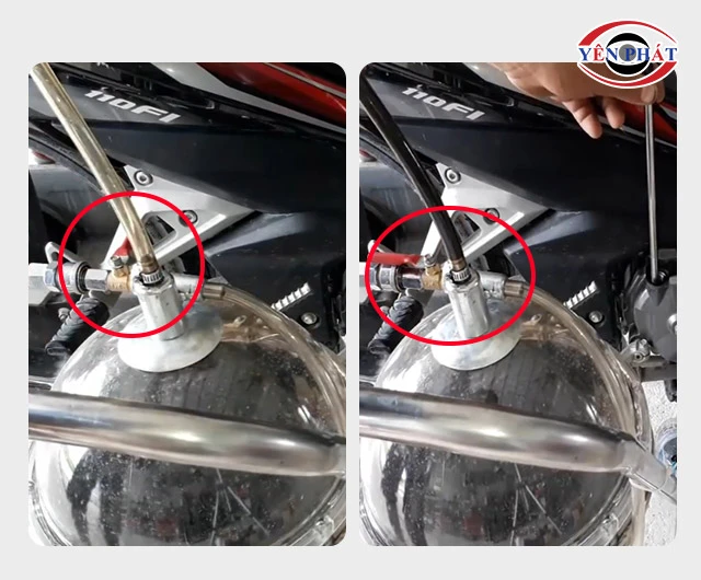Mở khóa hơi, hút dầu thải ra khỏi xe