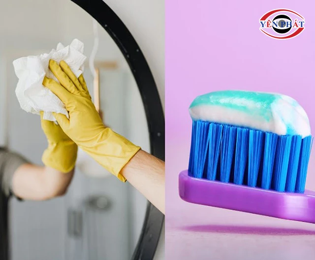 làm sạch kính phòng tắm bằng kem đánh răng