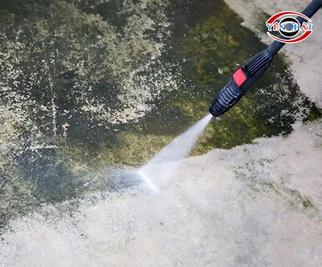 Cách tẩy rêu trên nền xi măng bằng máy rửa xe