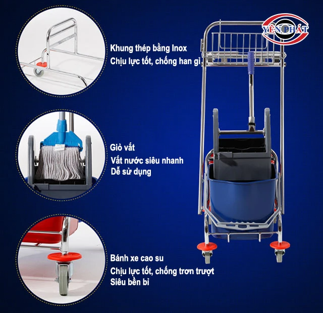 cấu tạo của xe vắt nước lau sàn