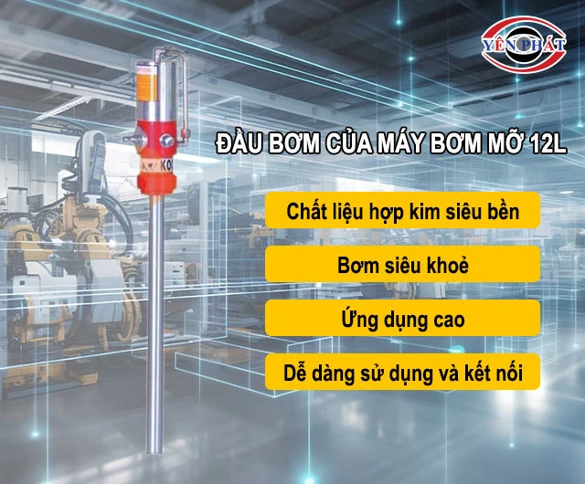 ưu điểm của Đầu bơm của máy bơm mỡ 12L