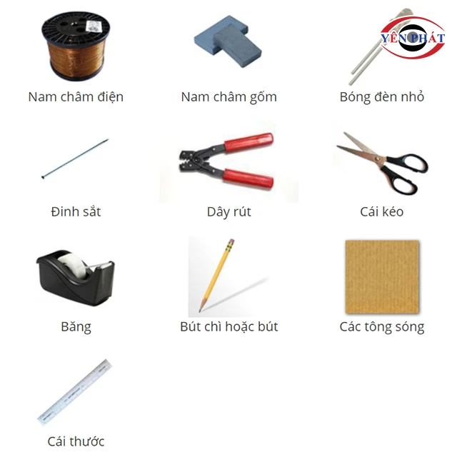 vật dụng dùng để làm máy phát điện bằng nam châm