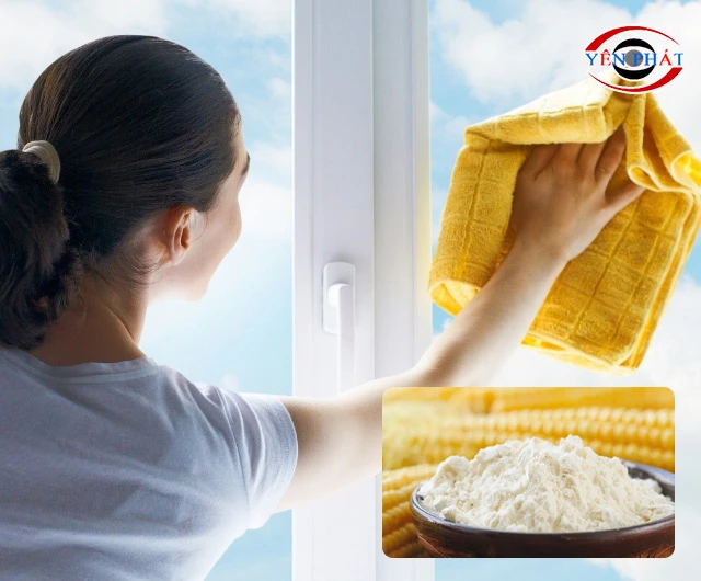 Dùng bột ngô làm sạch kính