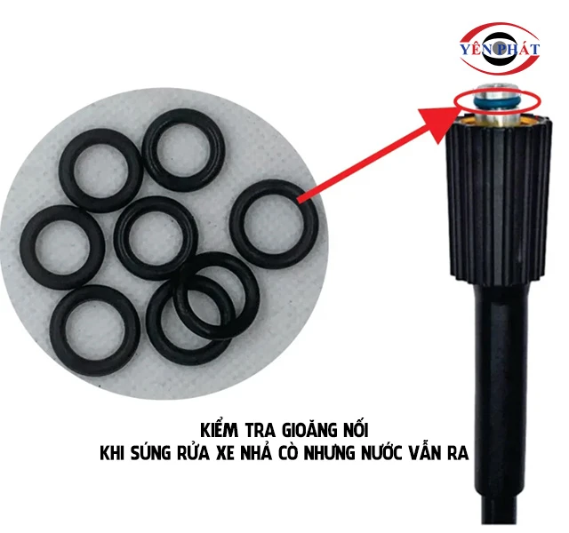 kiểm tra gioăng nối của súng rửa xe