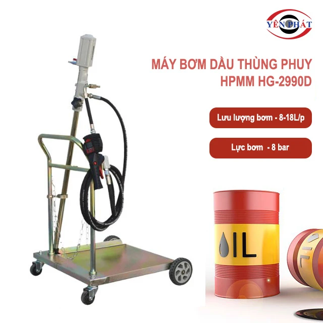 Máy bơm mỡ thùng phuy HPMM HG-2990D bơm mỡ siêu nhanh