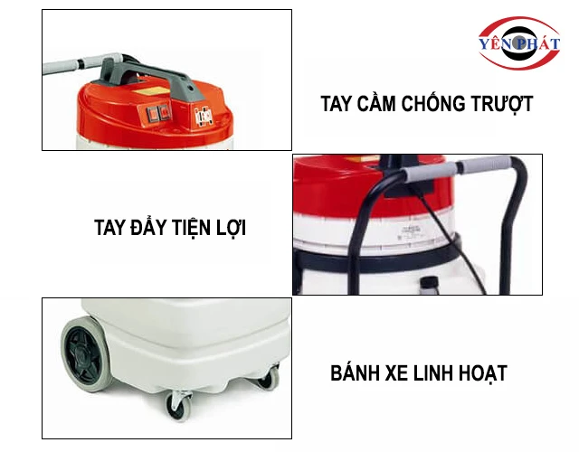 tay cầm và bánh xe của Máy hút bụi Typhoon 590