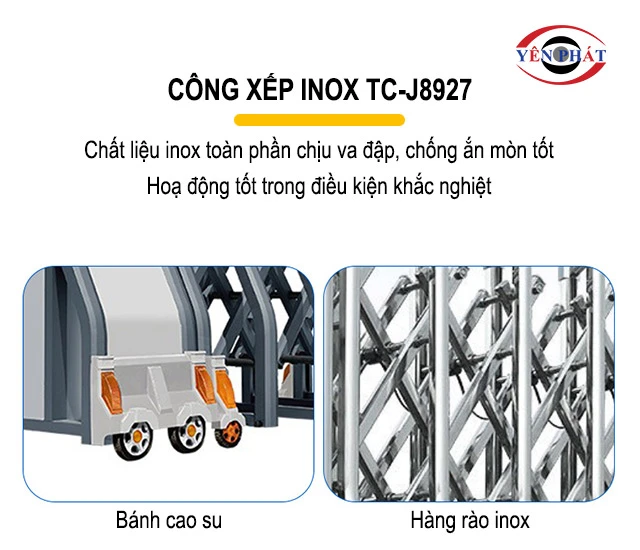  Cổng xếp inox TC-J8927 siêu bền