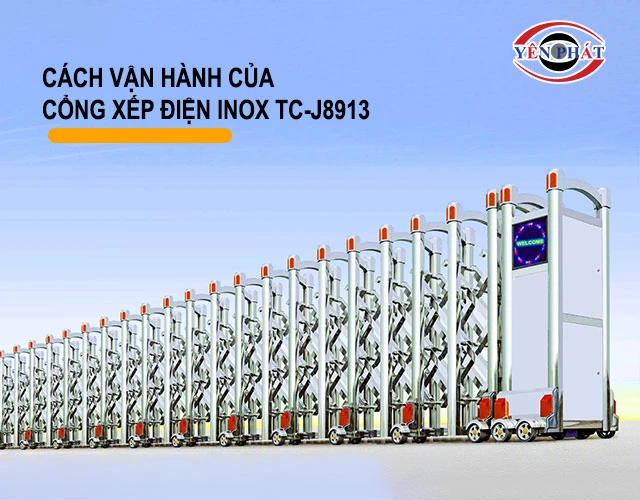 Cơ chế vận hành của cổng xếp điện inox TC-J8913