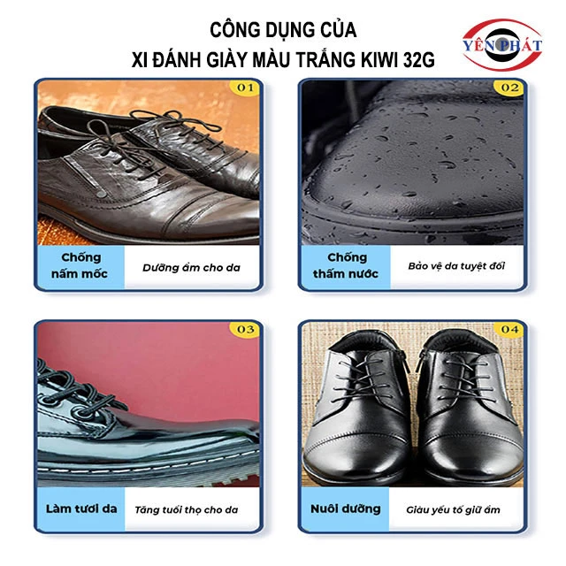 công dụng của xi đánh bóng giày màu trắng Kiwi