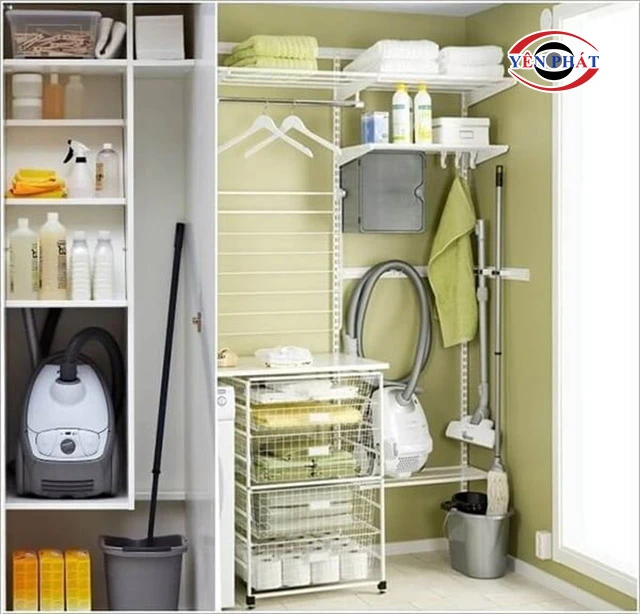 tủ đựng dụng cụ vệ sinh giúp lưu trữ, sắp xếp đồ đạc gọn gàng