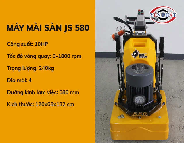 công suất máy mài sàn JS 580
