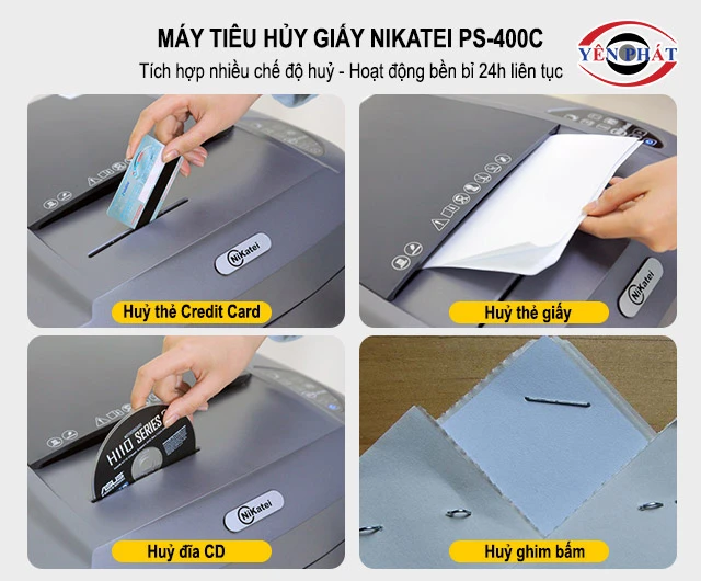 chế độ huỷ của máy hủy tài liệu công nghiệp NiKatei PS-400C