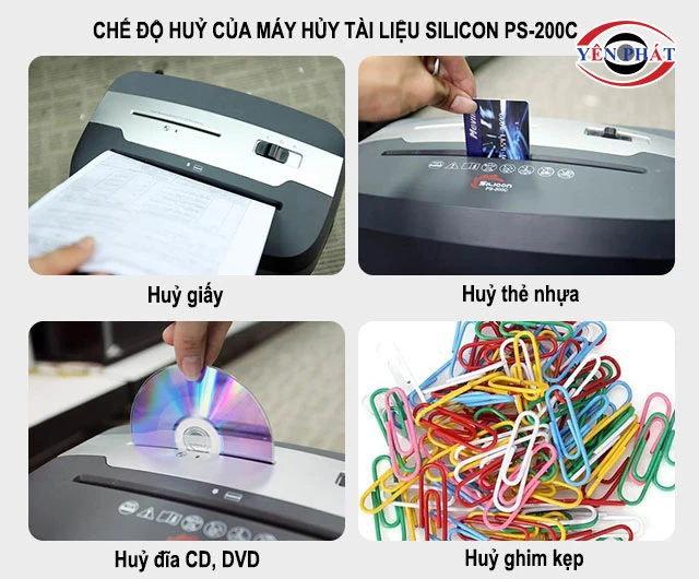 các chế độ huỷ của Máy hủy tài liệu Silicon PS-200C 