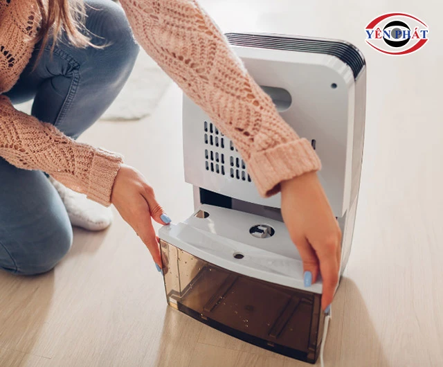 đổ nước và vệ sinh thùng chứa nước thường xuyên